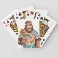 Hippie Sasquatch With Sunflower Poker Cards