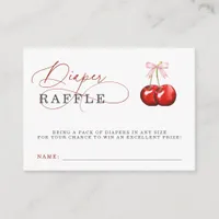 Coquette Cherry Pink Bow Baby Shower Diaper Raffle Enclosure Card