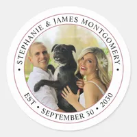 Personalized Photo Wedding Classic Round Sticker