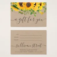 Sunflower Kraft Small Business Gift Certificate