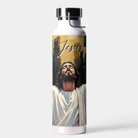 Jesus Christ Our Savior | Black and Gold Water Bottle