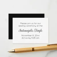 Minimalist Black Script Temple Sealing Invitation