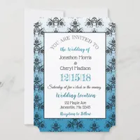 Red and BlueDamask Wedding Invitations