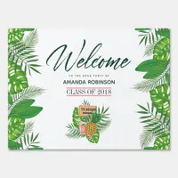 Watercolor tropical Luau Graduation Welcome Sign