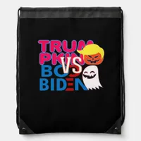 Funny Trumpkin Vs Boo Biden Halloween Design Class Drawstring Bag