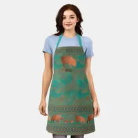 Southwest Javelina Mom Personalized Copper Teal Apron