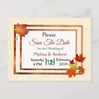 Pretty Fall Autumn Leaves Wedding Save the Date Announcement Postcard