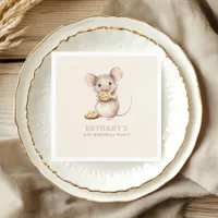 Cute Mouse and Cookies 5th Birthday Party Napkins