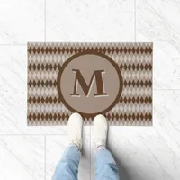 Doormat - Argyle Pattern in Brown with Monogram