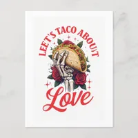 Lets Taco About Love Skeleton Hand and Roses Postcard