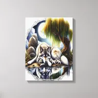 Moonlit Serenity A Slumbering Wolf 12x16 Canvas Print