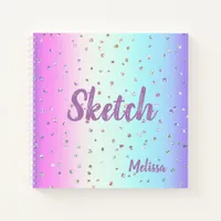 Rainbow Sparkle Monogram Sketchbook  Notebook