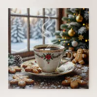 Warm Coffee and Gingerbread Cookies Christmas Jigsaw Puzzle