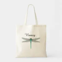 Cute Personalied Teal Dragonfly Tote Bag