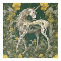 Unicorn Skeleton in the Yellow Flowers Acrylic Print