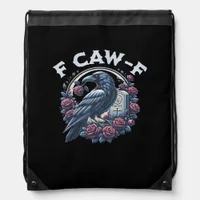Crow Humorous F-Caw-F Graphic For Men Women Retro  Drawstring Bag