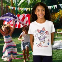 Customizable Little Girl Silly Goose 4th of July  T-Shirt