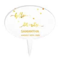 30th birthday white gold name hello thirty cake topper