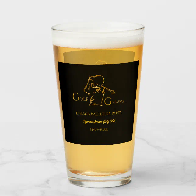 Golf Party - Bachelor Party Golfers Luxury Gold Glass