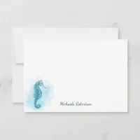 Seahorse Watercolor Ocean Personalized Note Card