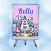 Pink & Blue Fairy Cottage Core Monogram on Pink | Tripod Lamp