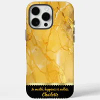 Elegant golden marble with intricate vein patterns iPhone 16 pro max case