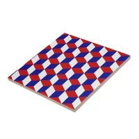 Tile - Red, white, blue blocks