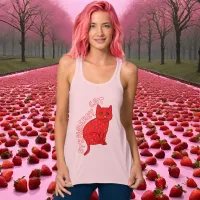 Strawberry cat pink cats cute stylish T-Shirt Tank Top