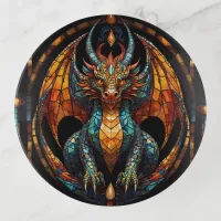 Cute Dragon Stained Glass Mosaic Design Trinket Tray