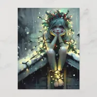 Annoyed Fairy Christmas Lights Postcard