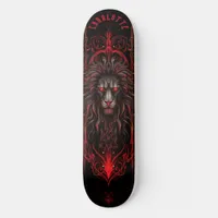 Mythical Lion with Tribal Patterns Dark Fantasy Skateboard
