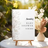 Guest book baby shower wildflowers beige cream