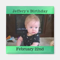 Personalized Green Birthday Reminder Magnet