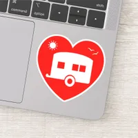 Love My Caravan Red Heart Camping Trailer Sticker