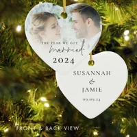 The Year We Got Married Photo Overlay Ceramic Ornament