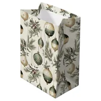 Sage Green Gold Christmas Ornaments Wine Small and Medium Gift Bag