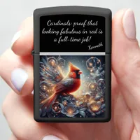 Mystical Cardinal in a Glowing Wonderland Zippo Lighter