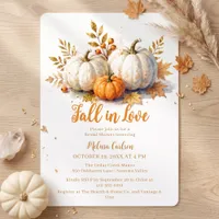 Watercolor Pumpkin Fall in Love Bridal Shower Invitation