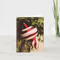 Rustic Christmas Ornament and Greenery on Fence Card