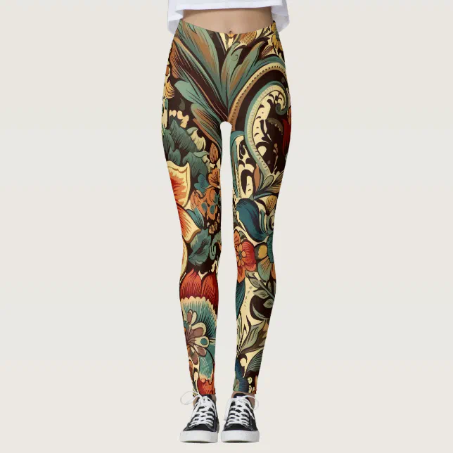 Medieval Elegant Floral Vintage Mug Leggings