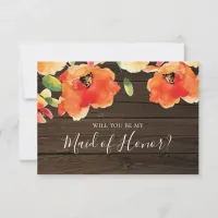 Golden Poppy Barn Wood Bridesmaid Maid of Honor Invitation