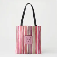 Watercolor Wide Vertical Plum Color Block Monogram Tote Bag