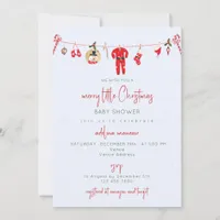 Winter Merry Little Christmas Boy Girl Baby Shower Invitation