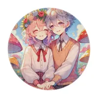 Cute Cuddly Anime Couple Cutting Board