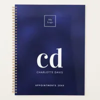 Logo navy blue white monogram business planner