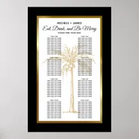 Elegant Gold Palm Tropical Wedding Seating Chart