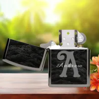 Custom Elegant Classic Script Grey Text Zippo Lighter