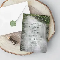 Waterfall Rustic Forest String Lights Wedding Invitation