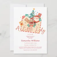 Christmas Gingerbread Little Lady Girl Baby Shower Invitation