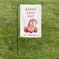 Cute GnomeValentine Day Red Heart Valentine Garden Flag